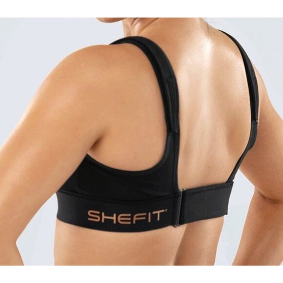 SheFit 3Luxe Ultimate Sports Bra Black Zip Front Adjustable Convert High Impact - Picture 15 of 16